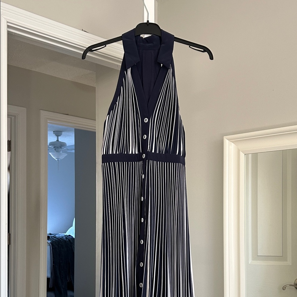 Anthropology Navy and White Striped Racerback Midi Dress
